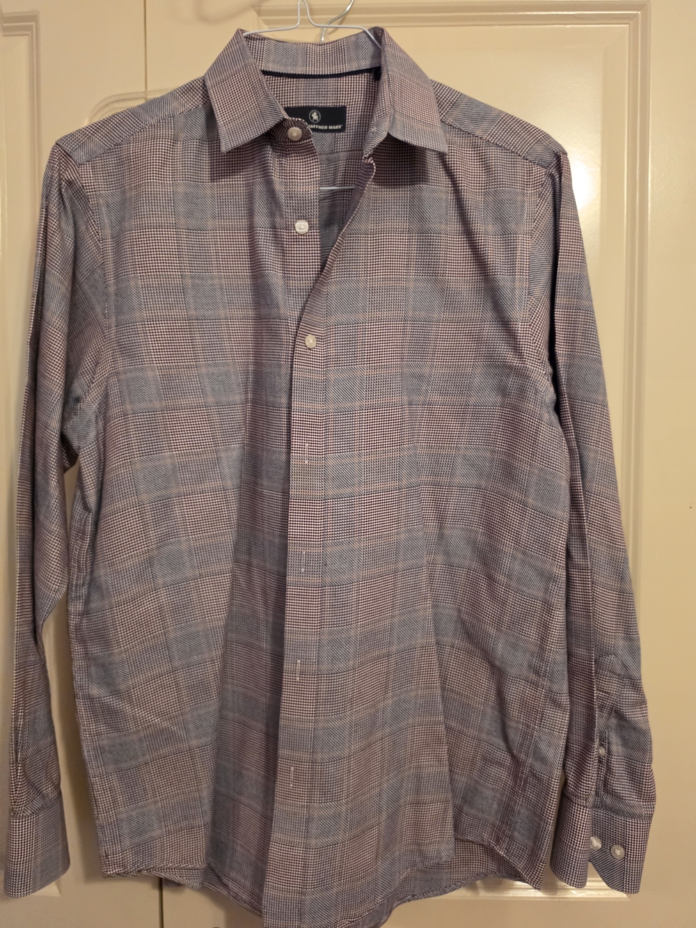 Hart Schaffner Marx Size M Men's Lavender and Light Blue Plaid Dress Shirt